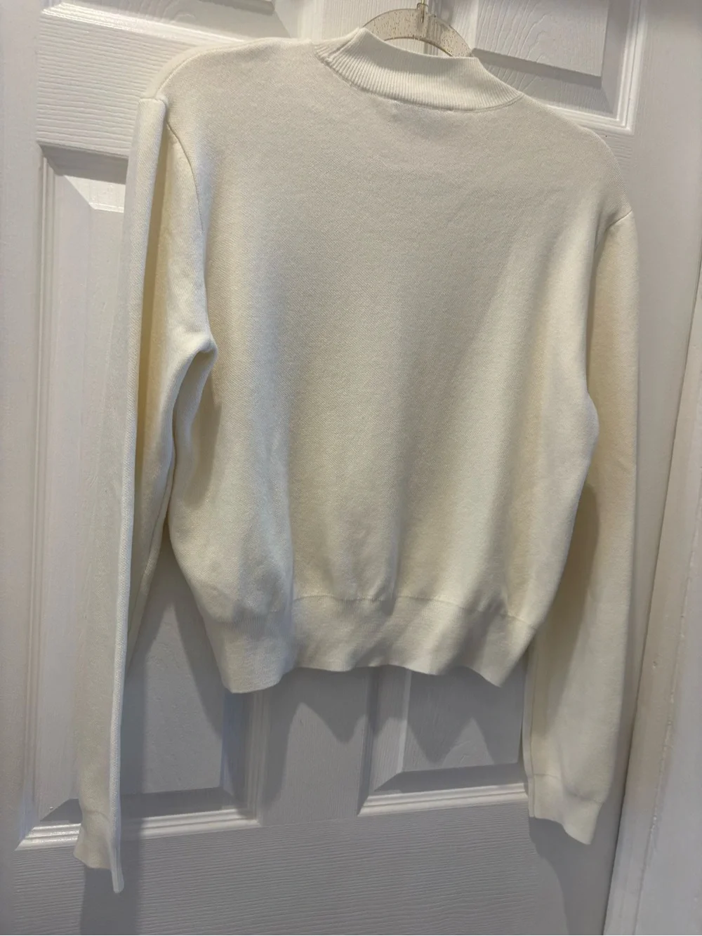 Favorite Daughter The Whitney Mock Neck Sweater Ivory Cropped Knit Women’s Large